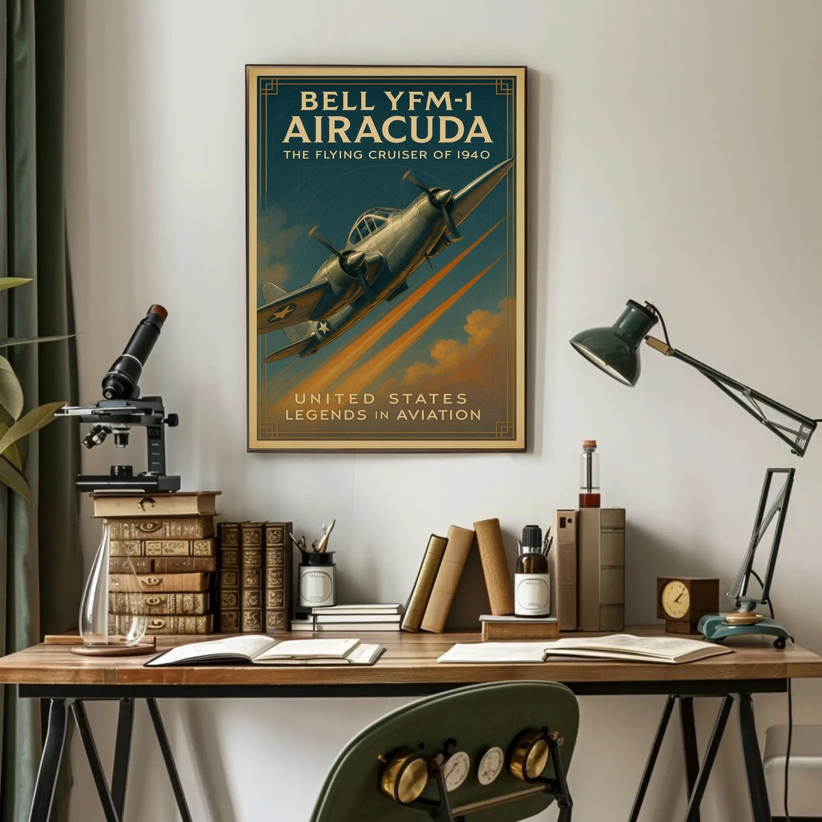 Bell YFM-1 Airacuda Vintage Aviation Poster Print