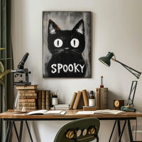 Stylized Black Cat Minimalist Spooky Eerie Poster