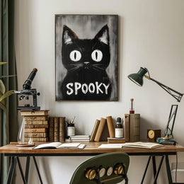 Stylized Black Cat Minimalist Spooky Eerie Poster