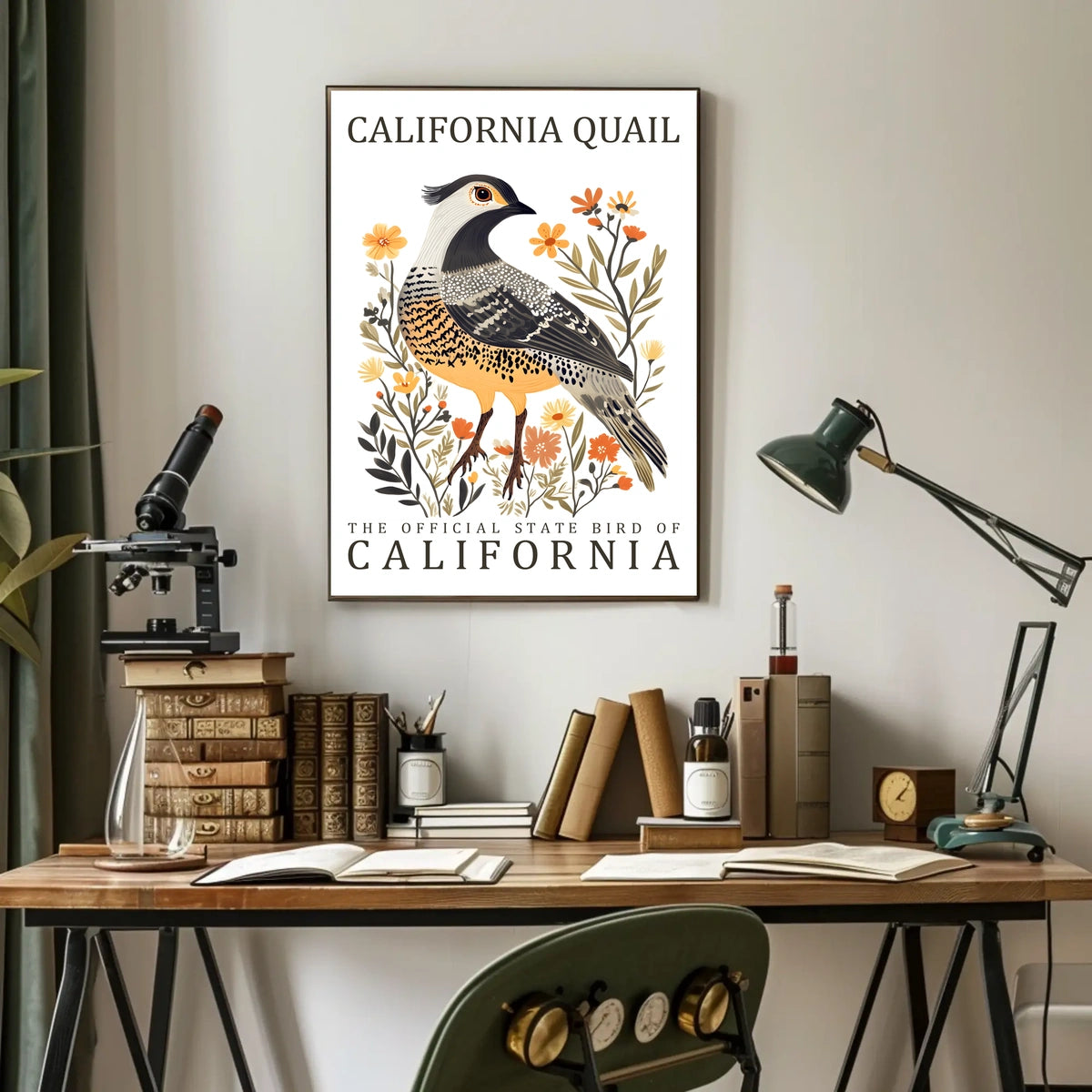 California Quail Art Poster: Celebrate State Pride