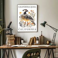 California Quail Art Poster: Celebrate State Pride