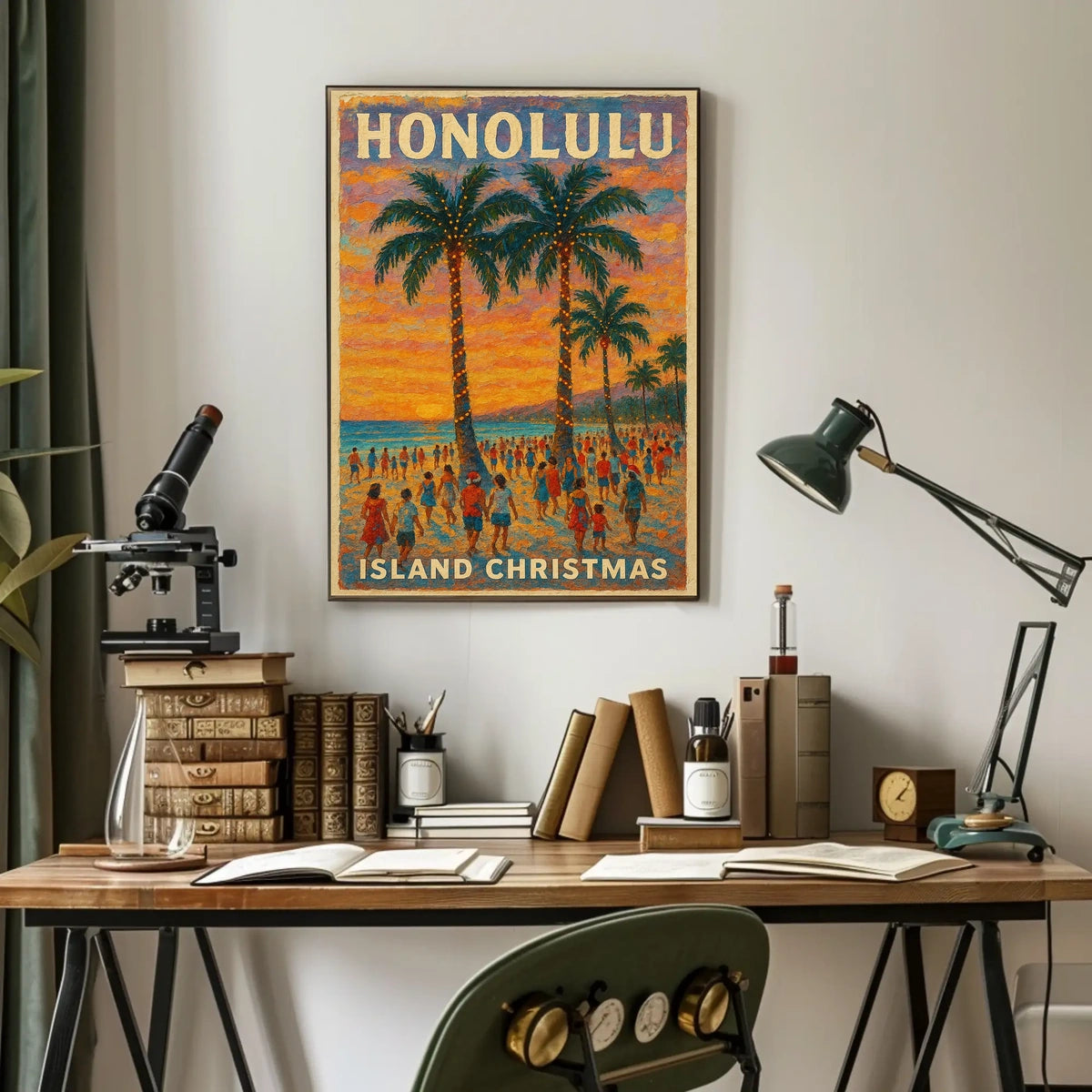 Honolulu Island Christmas Poster