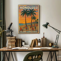 Honolulu Island Christmas Poster