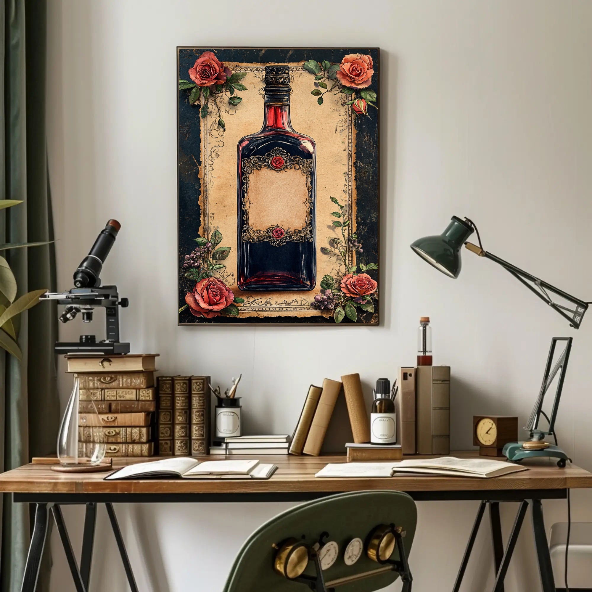 Vintage Elegance Rose-Embellished Poster