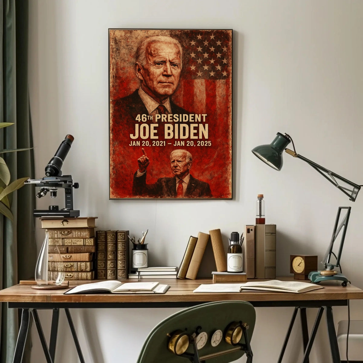 Joe Biden 46th President Digital Painting Patriotic Washington DC Portrait Realism Poster