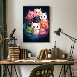 Colorful Kittens In A Cozy Nest Poster