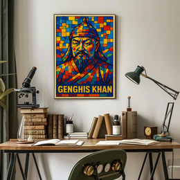 Genghis Khan Mosaic Portrait Poster