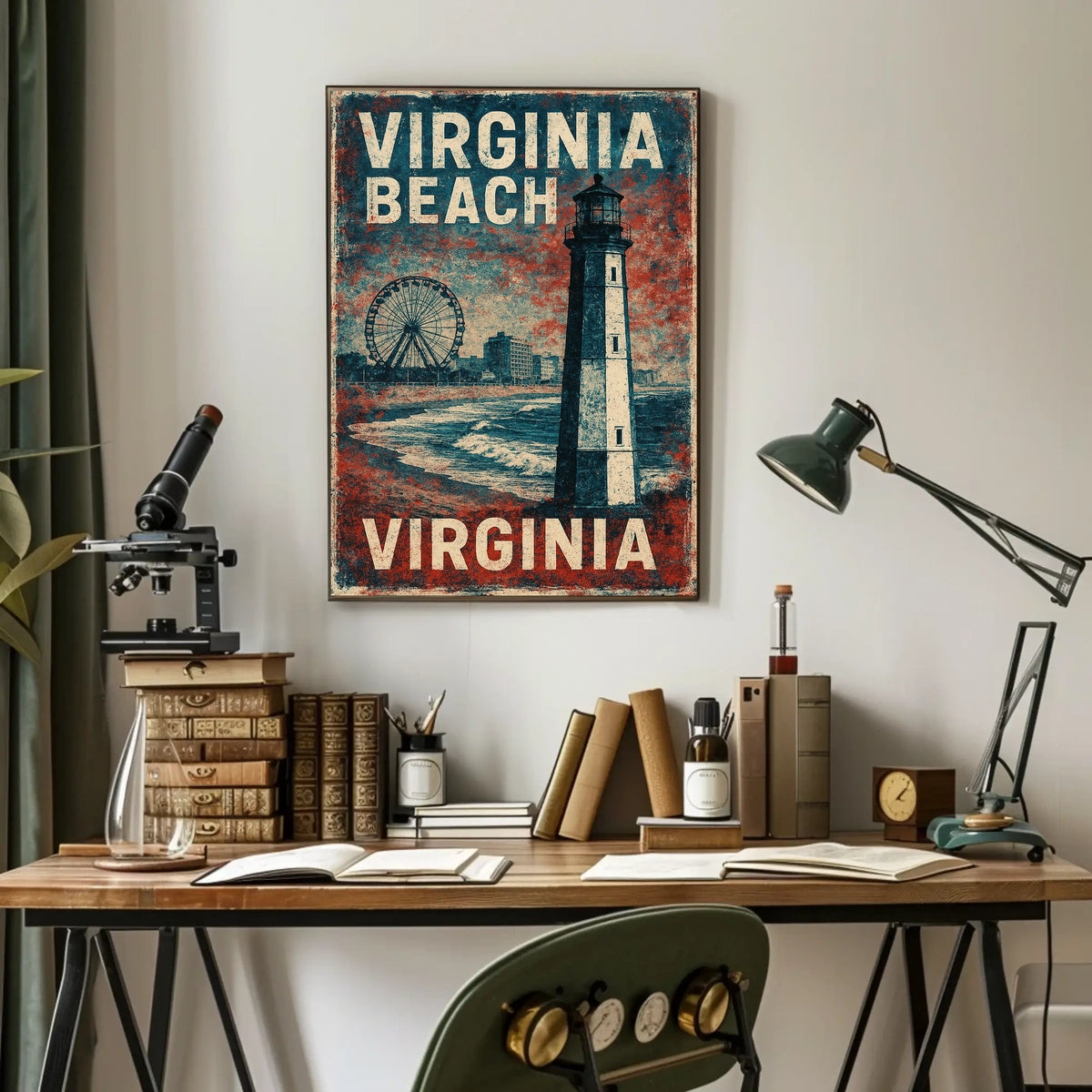 Virginia Beach Vintage Coastal Charm Poster