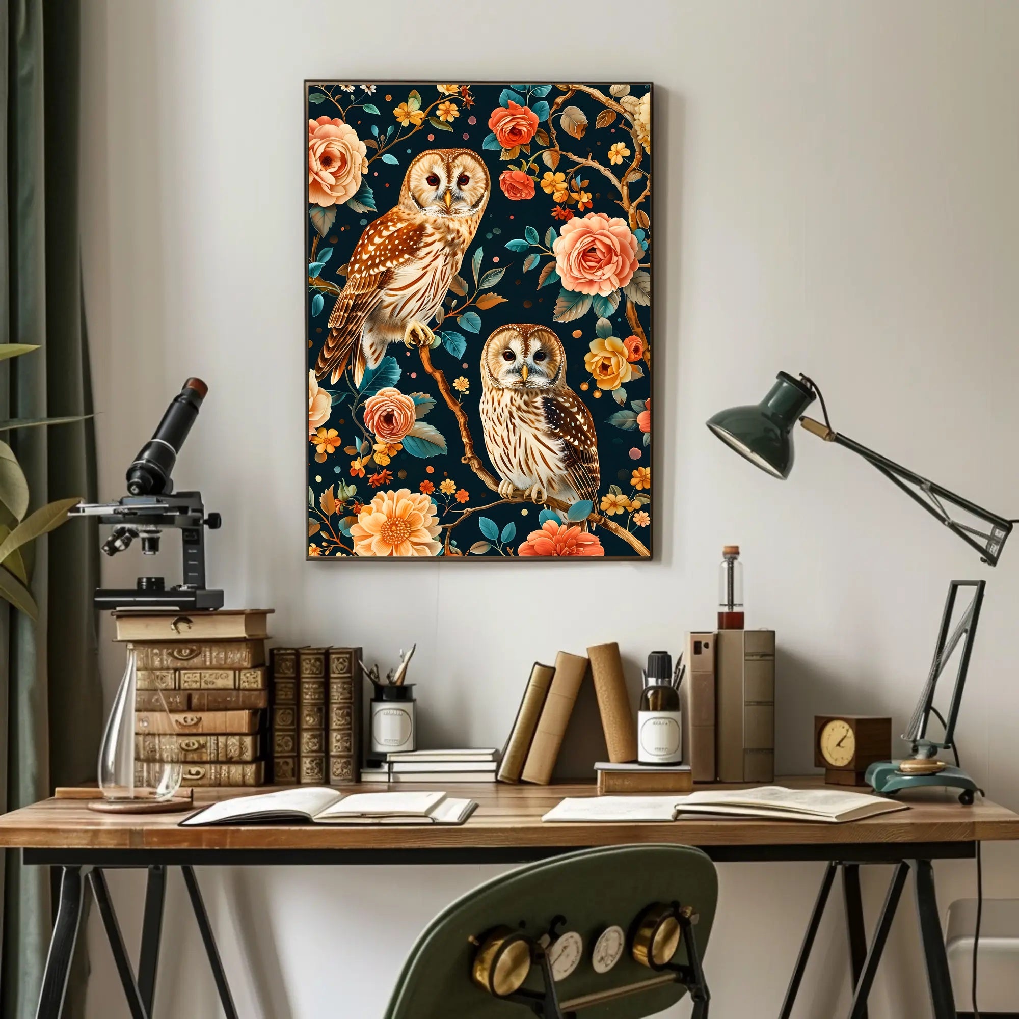 Owls And Blossoms William Morris Art Poster