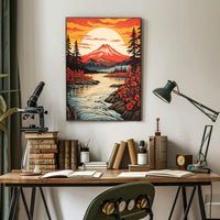 Majestic Mountain Sunset Poster PosterGoat