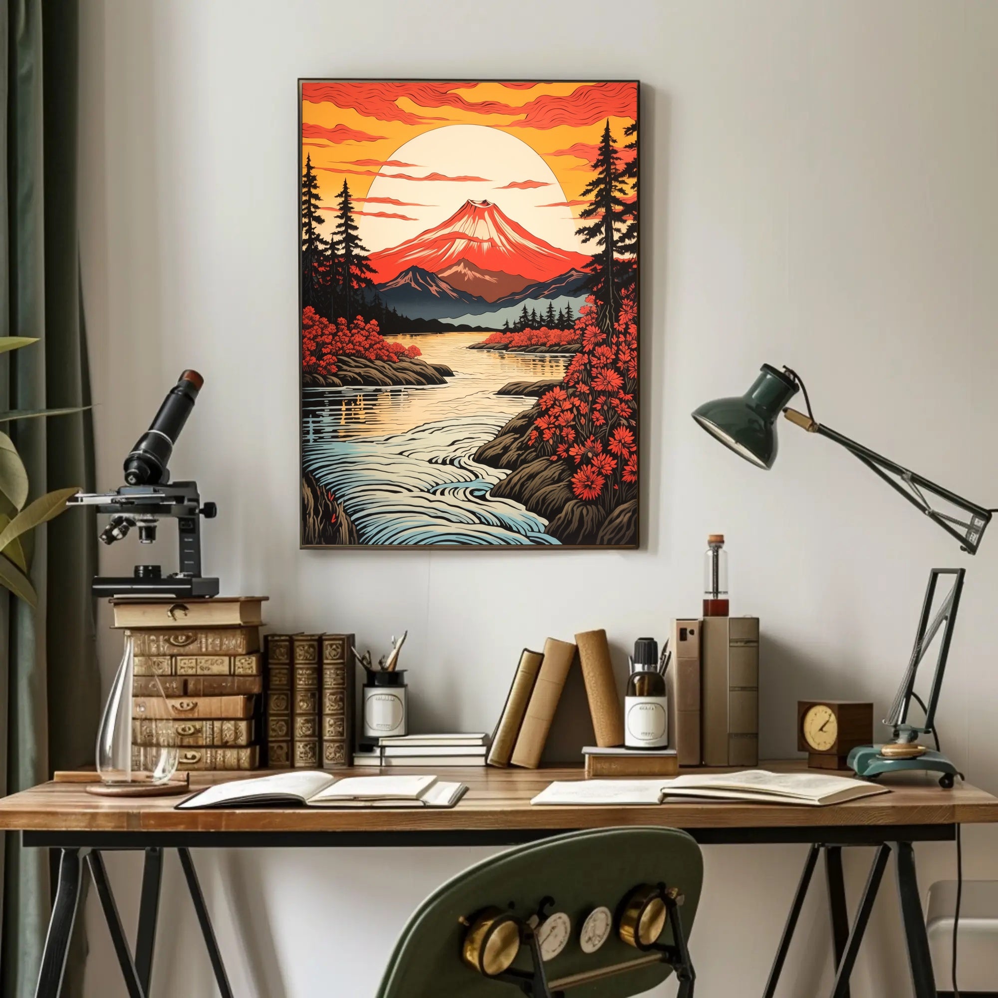 Majestic Mountain Sunset Poster PosterGoat