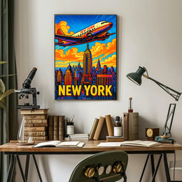New York City Skyline Retro Poster PosterGoat