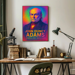John Quincy Adams 6th President of the United States Neon Gradient OverlayPoster