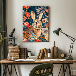 Whimsical Rabbit & Floral Harmony Animal Poster
