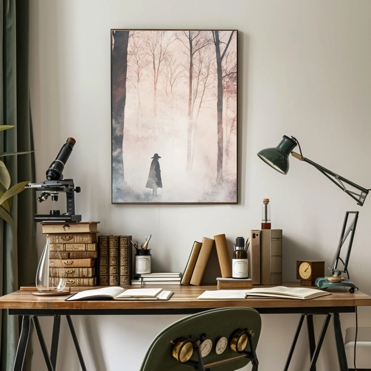 Solitary Figure Mystery Solitude Watercolor Poster