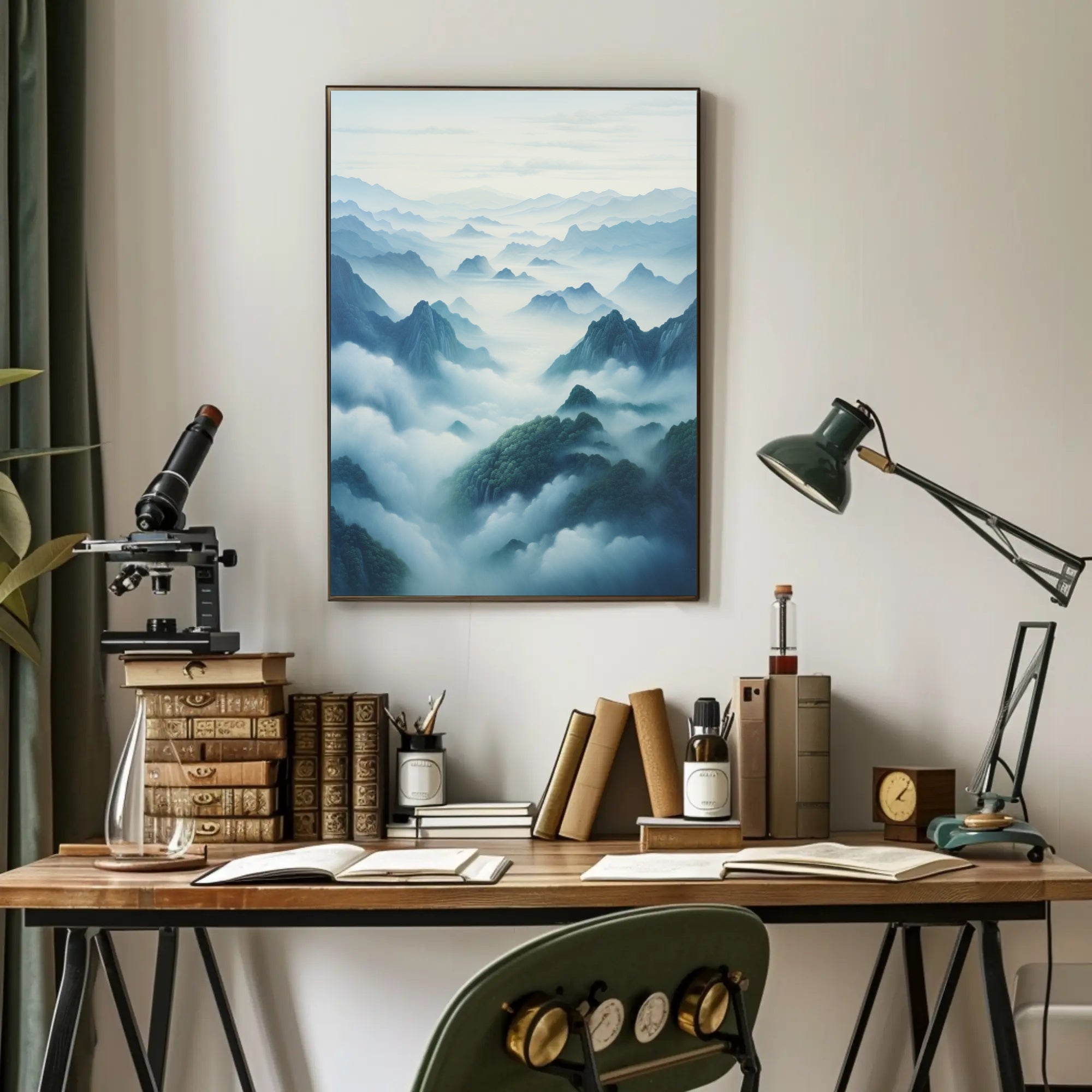 Serene Mountain Landscape Artwork with Tranquil Nature Poster