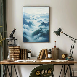 Serene Mountain Landscape Artwork with Tranquil Nature Poster