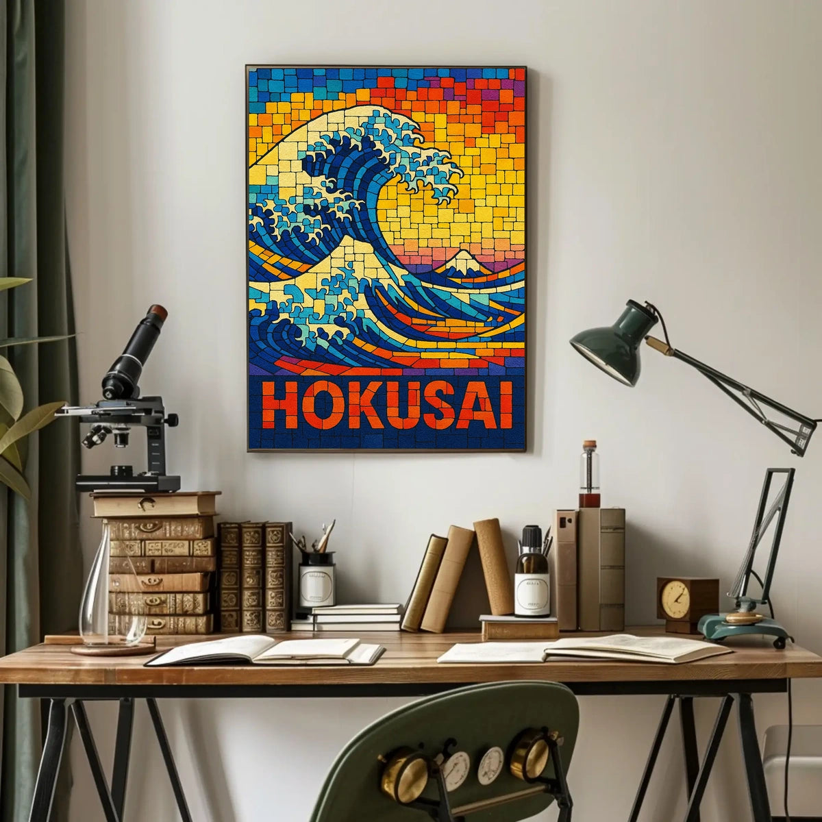 Hokusai Wave Mosaic Poster