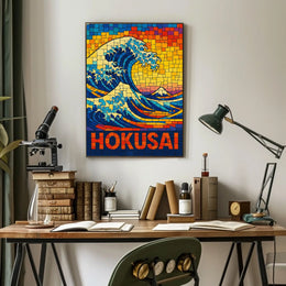 Hokusai Wave Mosaic Poster