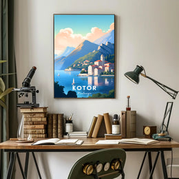 Kotor Coastal View: Mediterranean Travel Poster
