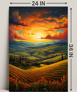 Sunset Over Rolling Hills Poster