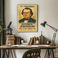 Andrew Johnson 17th President of the United States Exaggerated Cartoon Sketch Poster