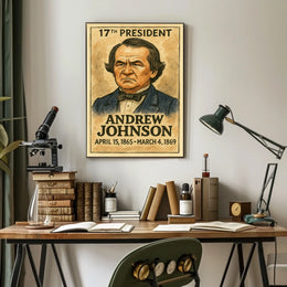 Andrew Johnson 17th President of the United States Exaggerated Cartoon Sketch Poster