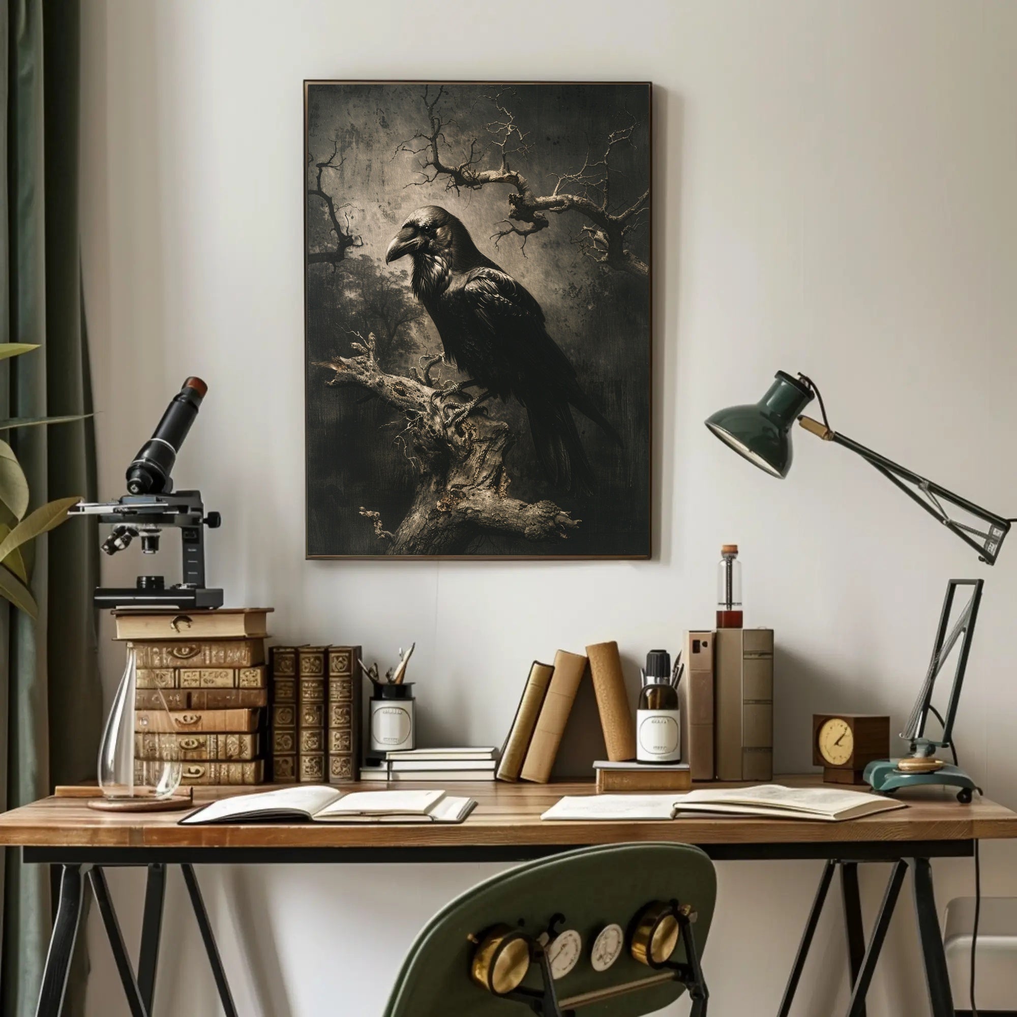 The Watchful Raven Art Print Poster for Home Decor and Nature Lovers PosterGoat