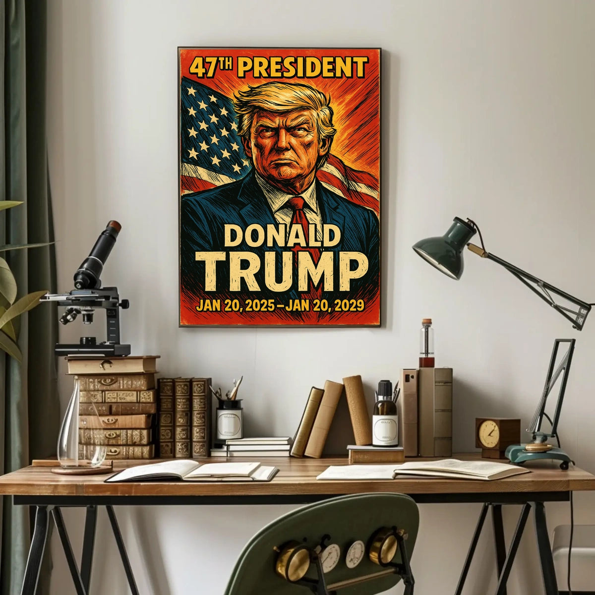 Donald Trump Resolve Patriotic Vintage Line Art Poster
