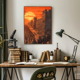 Medieval Army Marching at Sunset Epic Poster