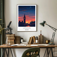London Sunset Cityscape Illustration - Urban or Cityscape Poster