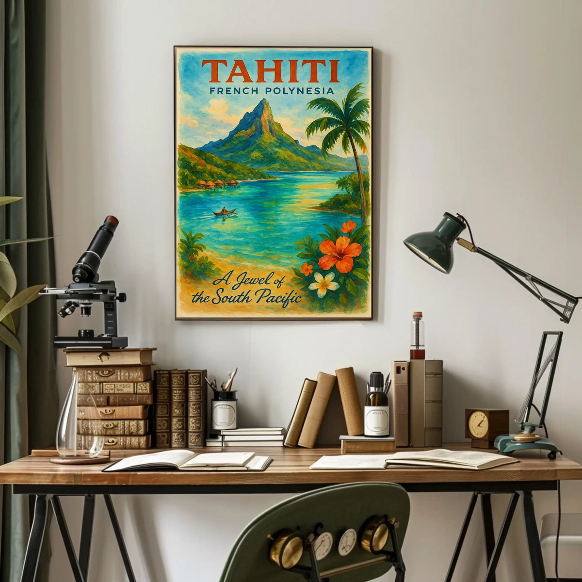 Tahiti Travel Poster – Vintage French Polynesia Wall Art, South Pacific Paradise Decor