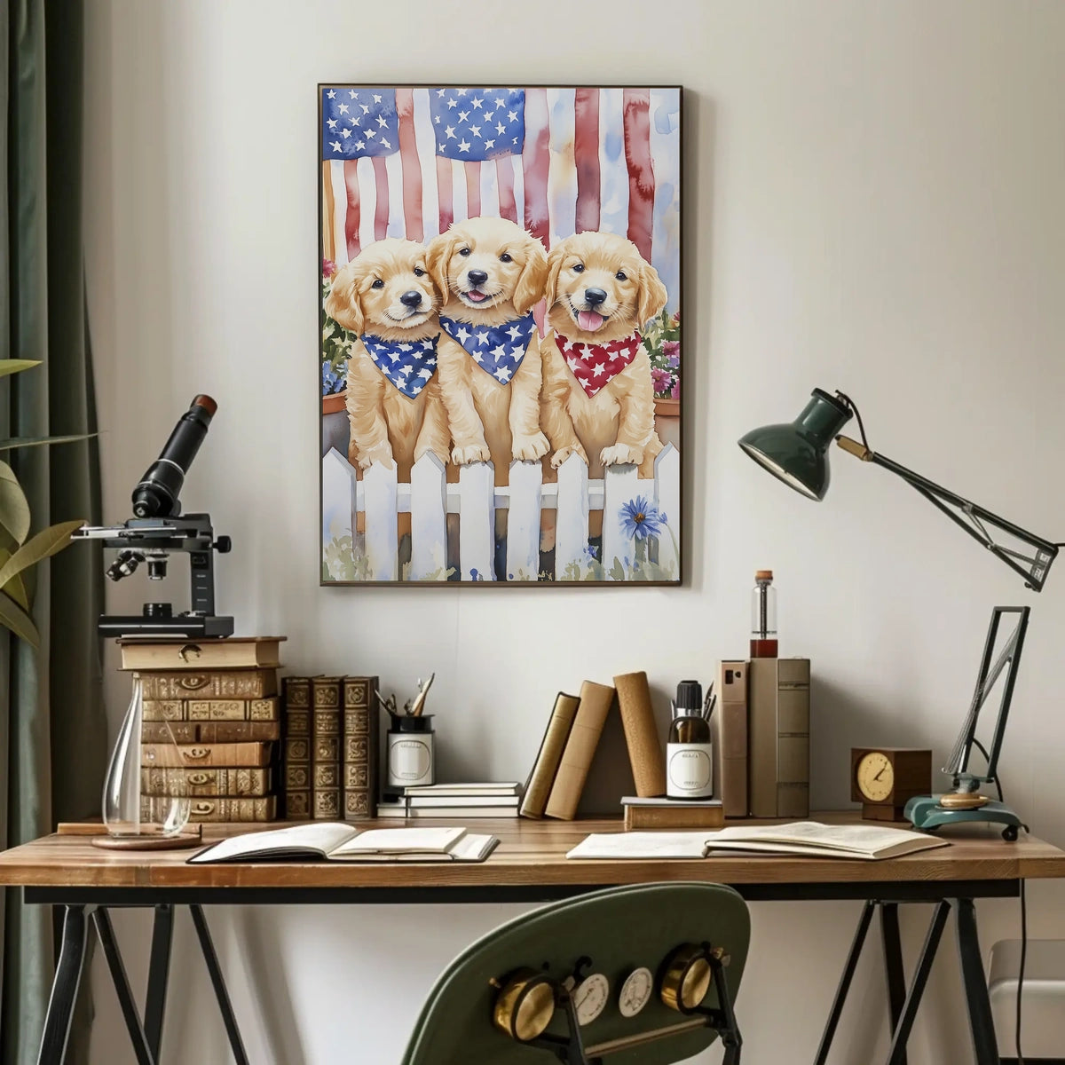 Charming Trio Of Golden Retriever Puppies Artwork Poster