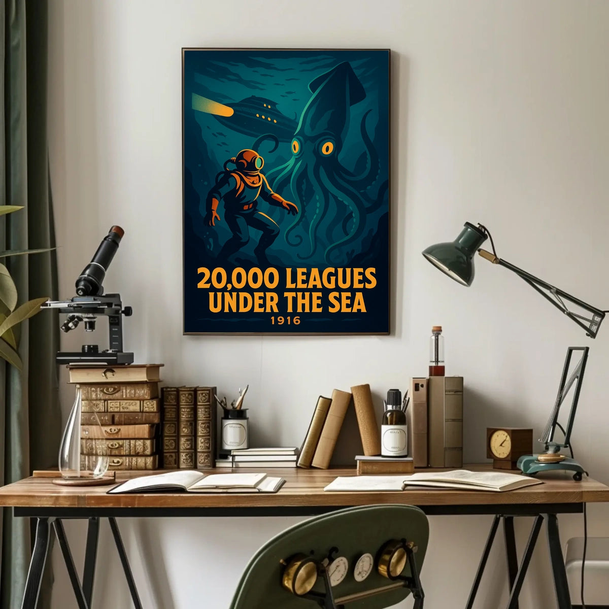 Undersea Adventure Jules Verne Cinematic Poster