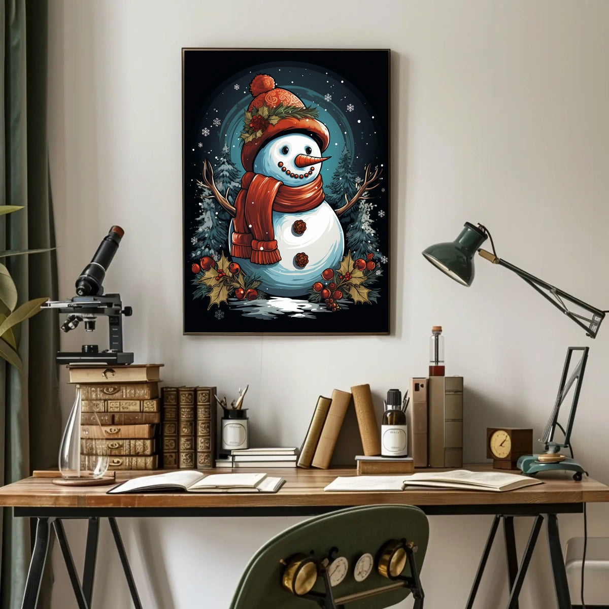 Festive Snowman In Winter Wonderland Poster