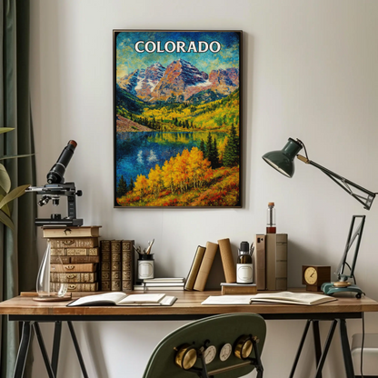 Colorado Fall Landscape Mountain Lake Travel Poster