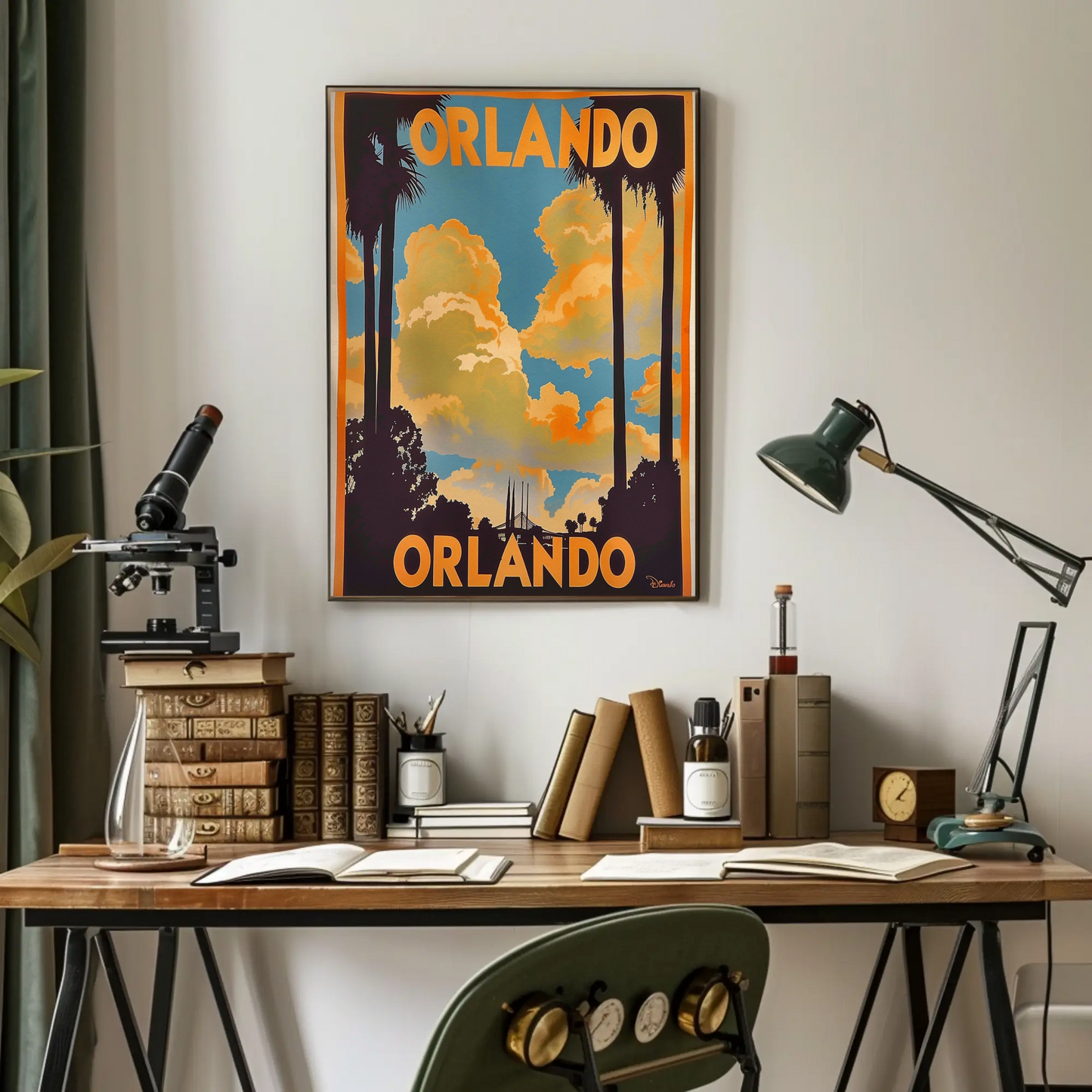 Orlando Sunset Palms Retro Florida Travel Poster