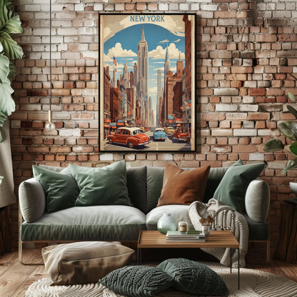 New York City Empire Street View Vintage Travel Poster