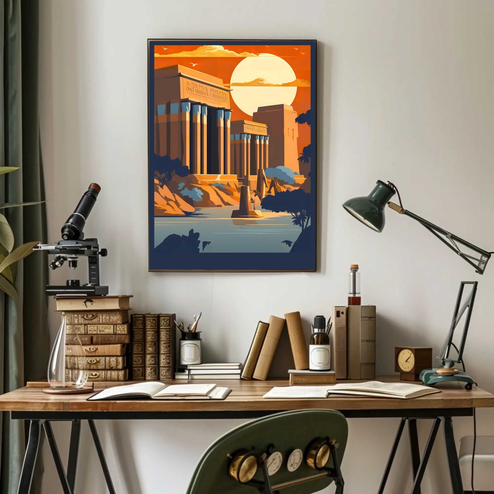 Ancient Egyptian Temple at Sunset Poster