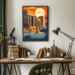 Ancient Egyptian Temple at Sunset Poster