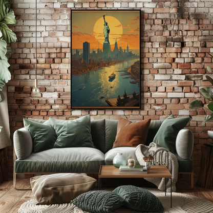 Statue of Liberty at Sunset Poster