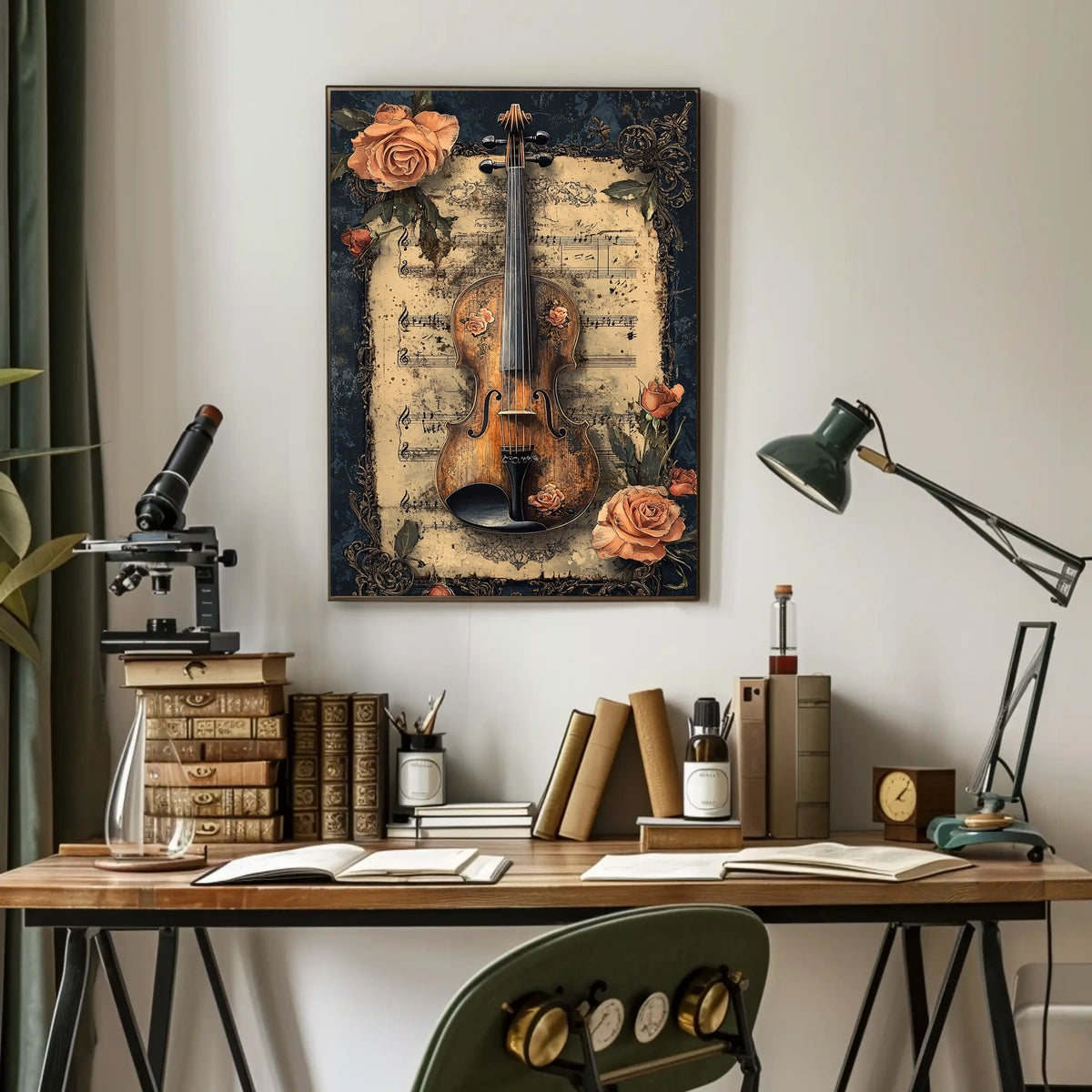 Violin and Roses Artistic Poster