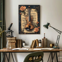 Violin and Roses Artistic Poster