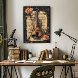 Violin and Roses Artistic Poster