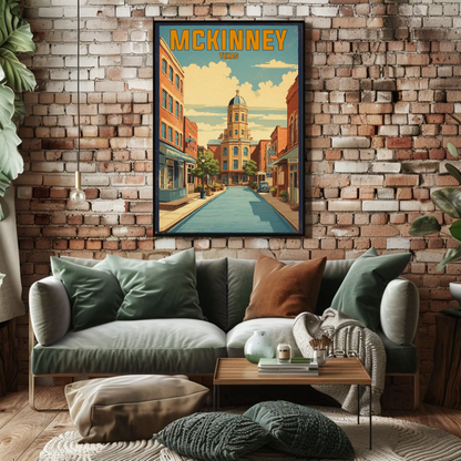 McKinney Texas Downtown Charm Vintage Travel Poster