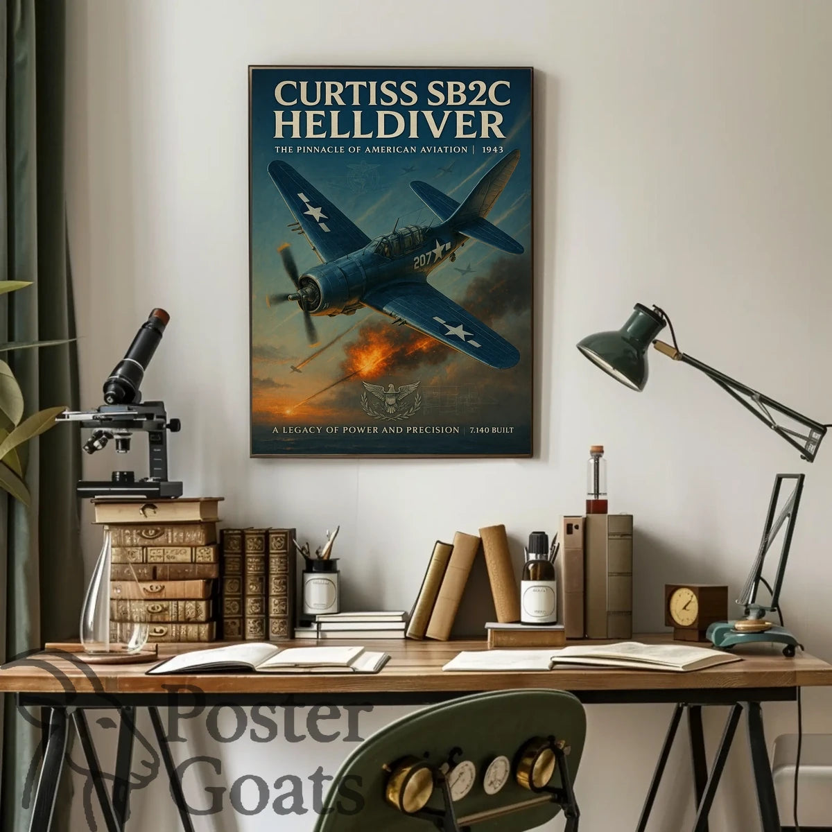 Curtiss SB2C Helldiver Vintage Warfare WWII Poster
