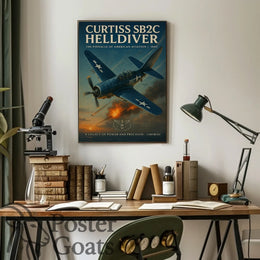 Curtiss SB2C Helldiver Vintage Warfare WWII Poster