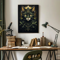 Majestic Cat in Mystical Geometric Nature Poster