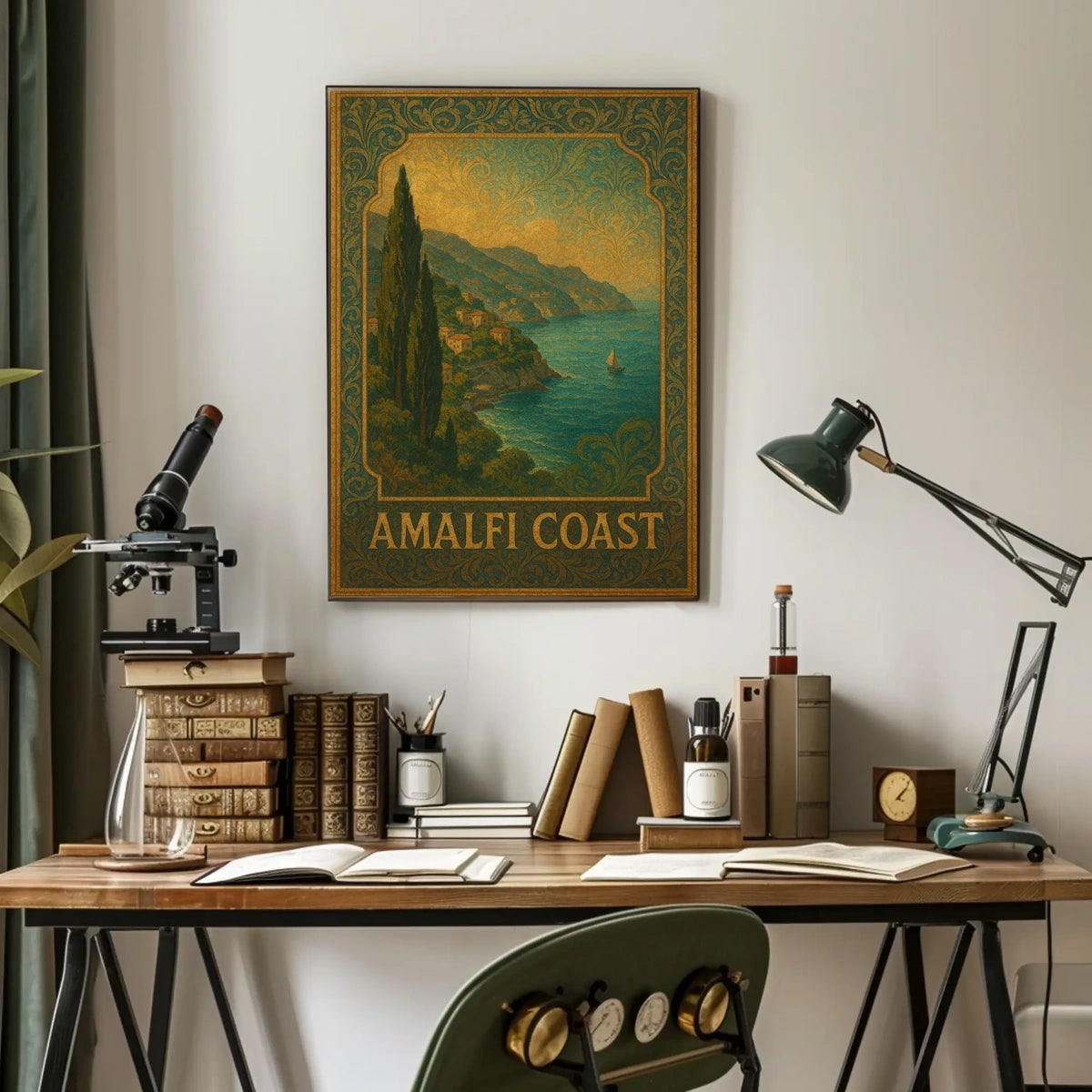 Amalfi Coast Poster Wall Art 18x24 Coastal Scene Art Print