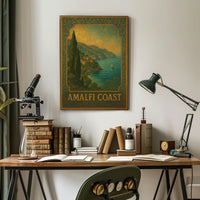 Amalfi Coast Poster Wall Art 18x24 Coastal Scene Art Print